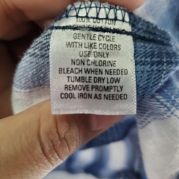 Great Northwest Indigo Top Women’s 3X Blue Plaid Flannel Button-Up Classic Colla - Picture 3 of 8